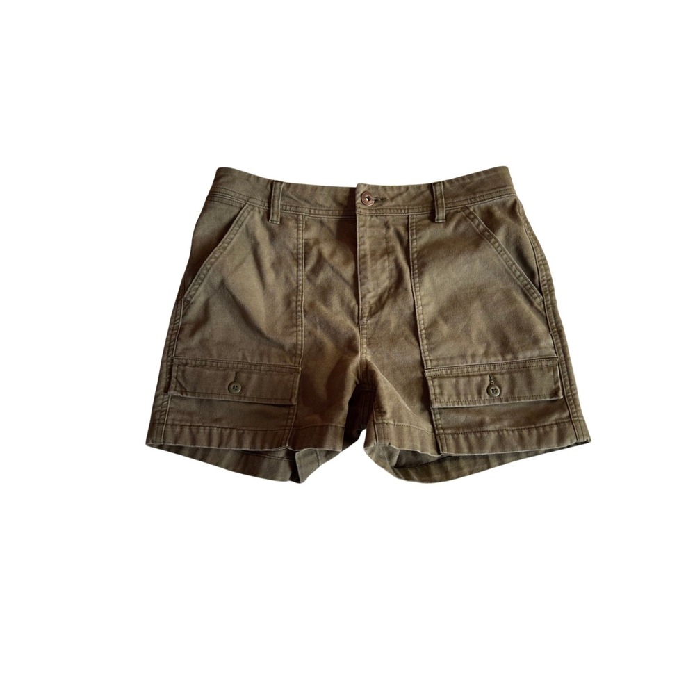 REI Co-op Trailsmith Shorts Womens 8 Green Brown Canvas Hiking Cargo Utility